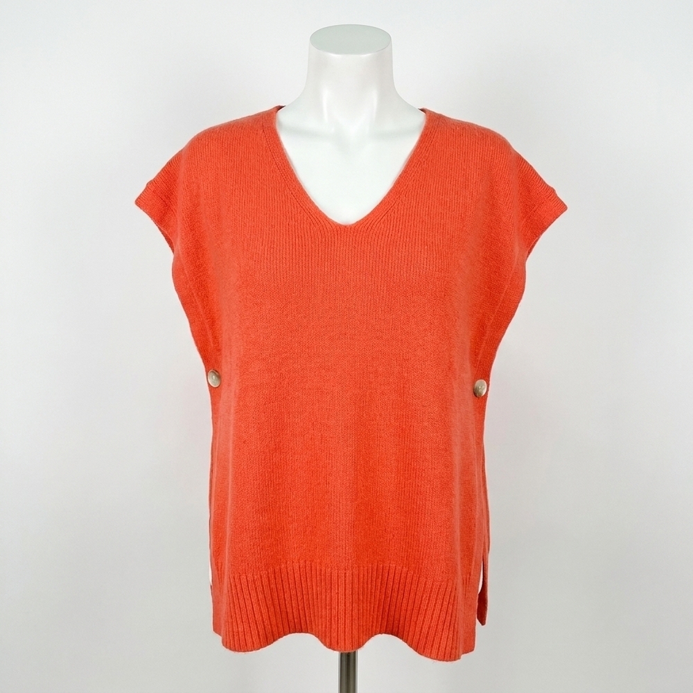 NEW MADE IN ITALY sleeveless throw over sweater top in coral